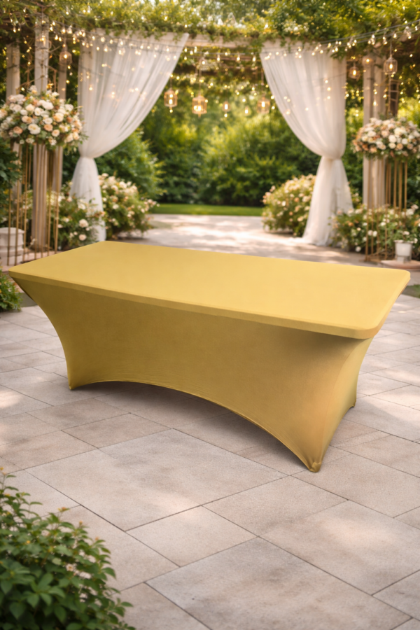 te huur tafel rokken goud 180x70